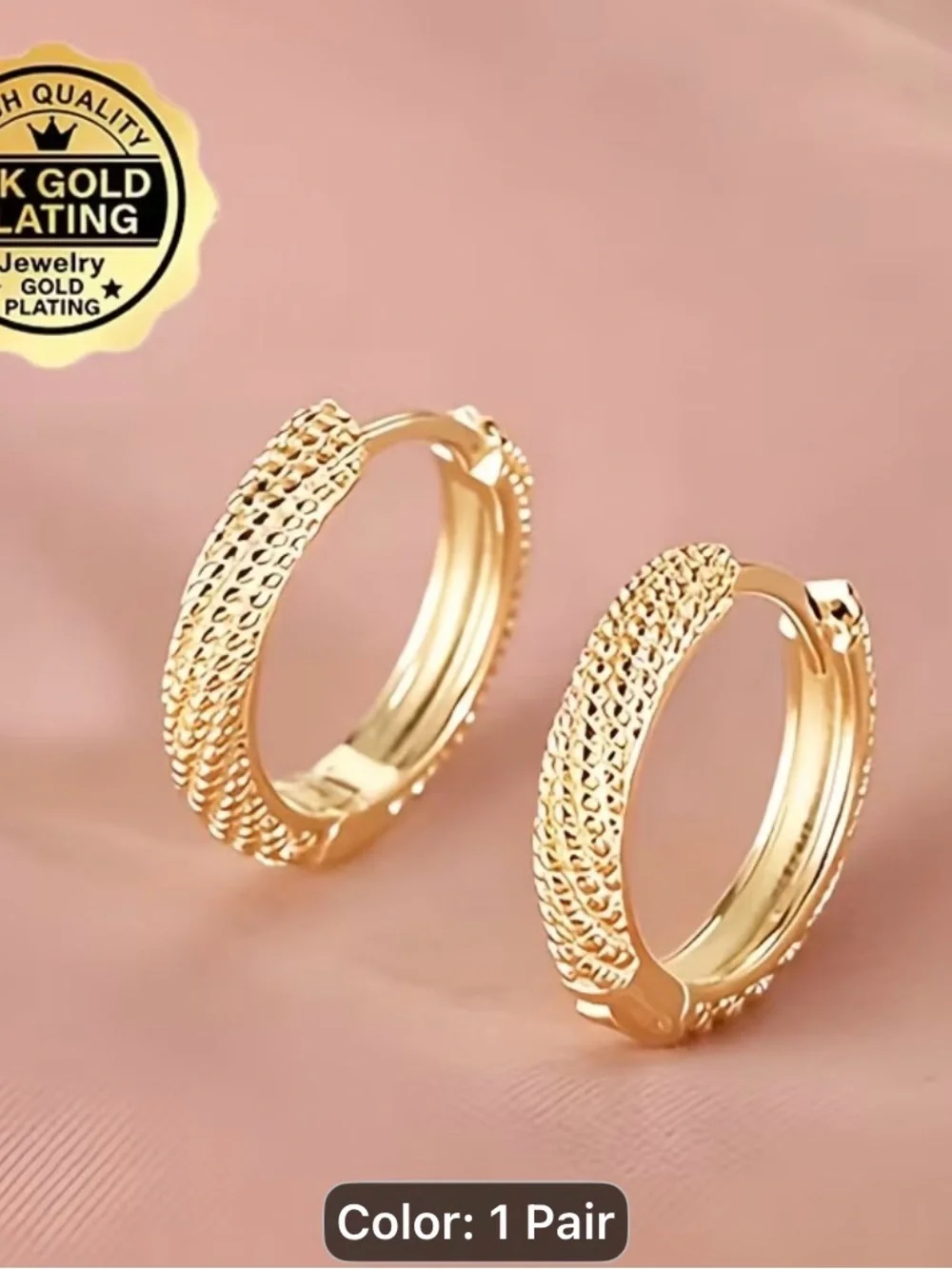 Gold Braided Hoop Earrings - 1 Pair